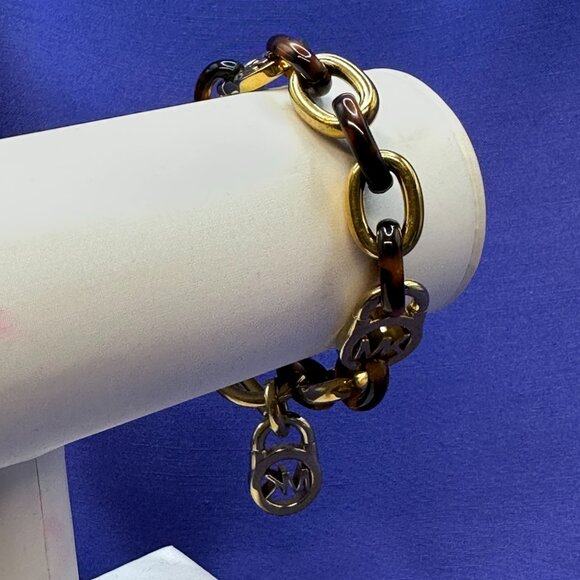 Michael Kors Faux Tortoise Shell & Gold-Tone Link Bracelet - Picture 3 of 8